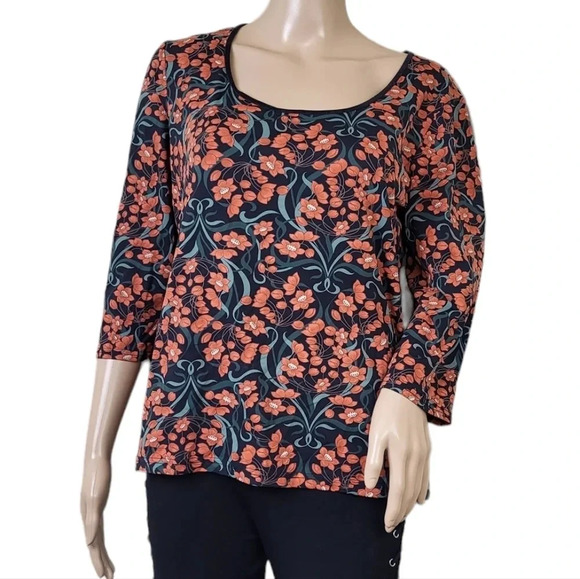 Orange Floral Printed Fall Blouse - Picture 1 of 2